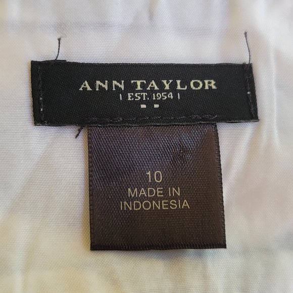 ANN TAYLOR Navy Blue White Print Cotton Skirt 10 - Picture 3 of 3